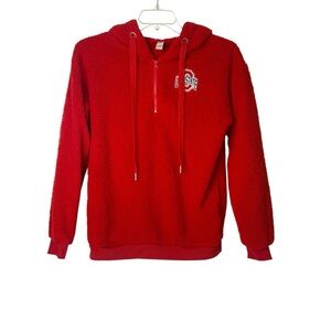 Ohio‎ State Buckeyes Red Long Sleeve Fleece Drawstring Hoodie Pockets Unisex M